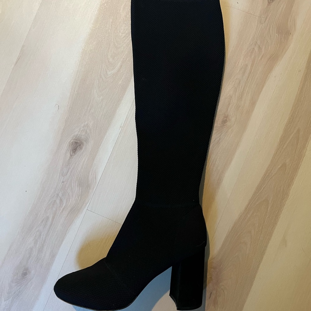 Joie Knit Sock Black Knee-High Women's Boots
